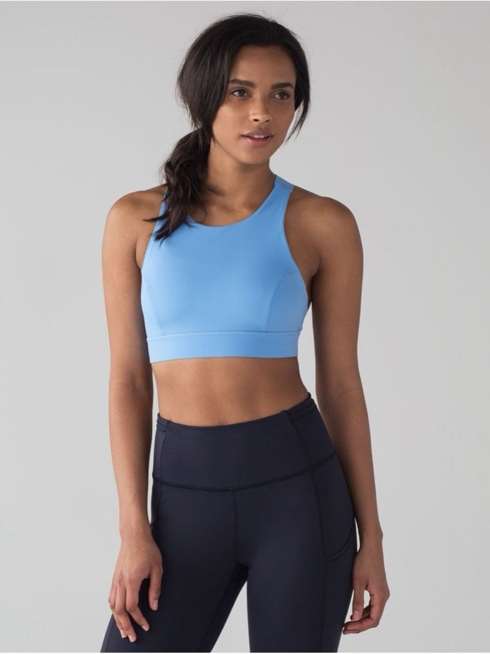 lululemon athletica Fast and Free Light Blue High-Neck Sports Bra